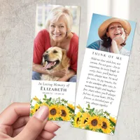 In Loving Memory Photo Sunflowers Funeral Bookmarks