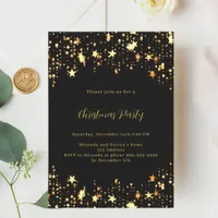 Black gold stars Christmas Party Invitation