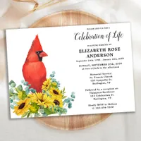 Cardinal Memorial Floral Celebration Of Life Invitation
