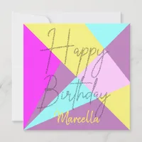 Colorful Trendy Stylish Chic Happy Birthday Script Card
