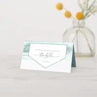 Abstract Paint Strokes Wedding Table Teal ID886 Place Card