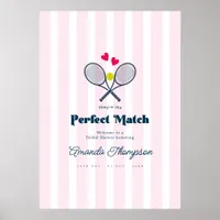 Perfect Match Preppy Tennis Wedding Shower Welcome Poster