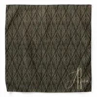 Brown gold Leave leather pattern & monogram Bandana