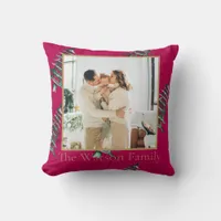 Red green Pagoda Merry Christmas Tree 1-Photo  Throw Pillow