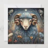 Aries Ram Zodiac Astrology Celestial Birthday Card