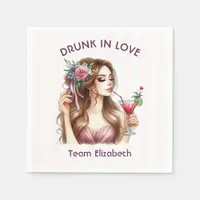 Drunk in Love Team Bride Cocktail Bachelorette Napkins