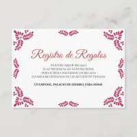 Talavera Red Floral Minimalist Spanish Wedding Enclosure Card