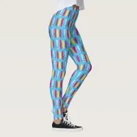 Surfboards Pattern Multi Coloured Watersports Blue Leggings