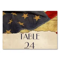 Old Patriotic Vintage Flag Military Wedding Table Number