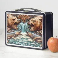 Untamed Predator Stalking in Wild Waters Metal Lunch Box