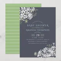 Trendy colorways Baby's Breath Baby Shower invite
