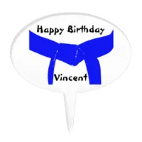Martial Arts Light Blue Belt Birthday Party Cake Topper