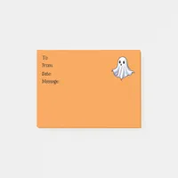 Cute Ghost on Halloween Orange Message Post-it Notes