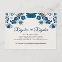 Blue Orange Floral Elegant Fiesta Spanish Wedding Enclosure Card