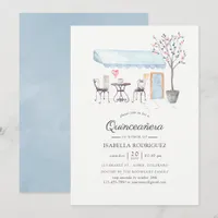 Paris Cafe Watercolor Quinceañera Invitation
