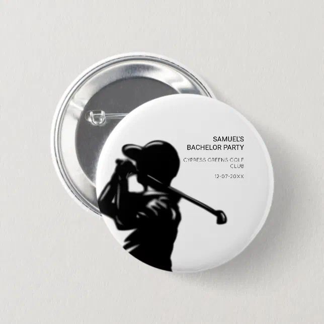 Black golfer Golfing Trip Bachelor Party minimal  Button