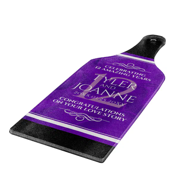 Elegant 12th Silk Wedding Anniversary Celebration Cutting Board