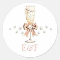 Pearls & Prosecco Bridal Shower Classic Round Sticker