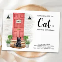 Home Is Where The Cat Is We've Moved Cat Moving Announcement Postcard