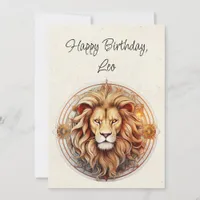 Leo Lion Zodiac Minimalist Birthday Flat Card