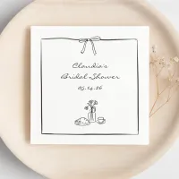 Timeless Hand-Drawn Coquette Bridal Shower Bespoke Napkins