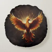 Fiery Phoenix  Round Pillow