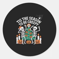 Creepy Funny Skeleton Halloween Spooky Classic Round Sticker