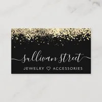 Gold Holographic Glitter Jewelry Boutique Business Card