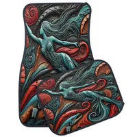 Mermaid Swimming Gracefully Among Vibrant Sea Life Car Floor Mat