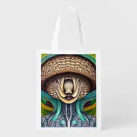 Portait of a Mushroom With Human Features  Grocery Bag