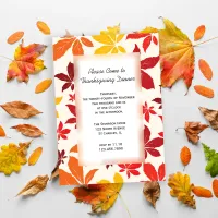 Bright Colored Fall Leaves Thanksgiving Dinner Invitation