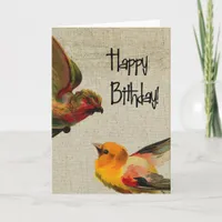 Vintage Birds Birthday Card