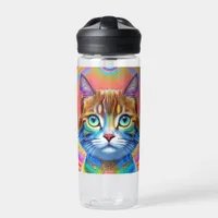 Whimsical Mystical Colorful Cat Water Bottle