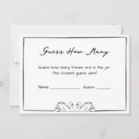 Guess How Many Kisses Bridal Shower Game Swan Chic Note Card