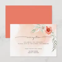 Reception | Watercolor Coral Splash and Flowers Invitation