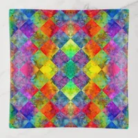 [Harlequin Tie-Dye] Diamond Fractal Checkered Trinket Tray