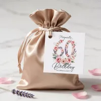 Watercolor Blush Pink Rose Floral 60th Birthday Favor Tags