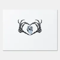 Skeleton Heart Hands Classic Design For Halloween Sign