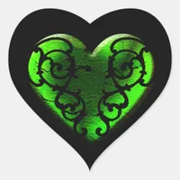 Goth St. Patrick's Day Green Heart Sticker