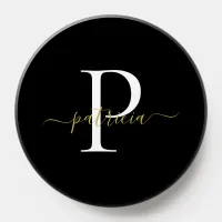 Black Gold Modern Simple Elegant Monogram  PopSocket