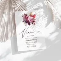 Vino Before Vows Floral Wine Bridal Shower Invitation