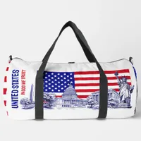 USA America Flag Monument Illustration Souvenir Duffle Bag