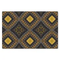 Oriental Bohemian Moroccan Black and Gold Pattern Tissue Paper