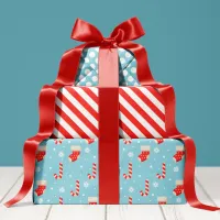 Stocking Candy Cane Pattern Cute Holiday Christmas Wrapping Paper Sheets