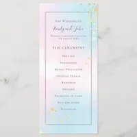 Elegant Watercolor Pink Teal Gold Confetti Wedding Program