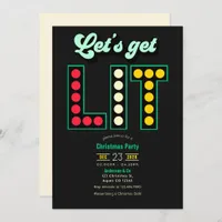 Mistletoe After Dark Get Lit Retro Christmas Party Invitation