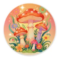 Cottage Core Mushrooms and Flowers Whimsical Ceramic Knob