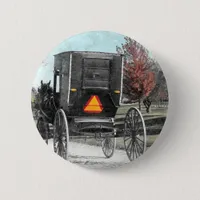 Autumn Amish Buggy Pinback Button
