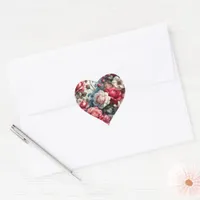 Timeless Rose Floral Charm Heart Sticker