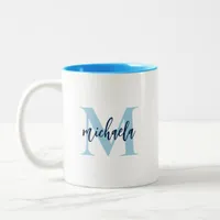 Monogrammed Initial Elegant Handwritten Name Two-Tone Coffee Mug